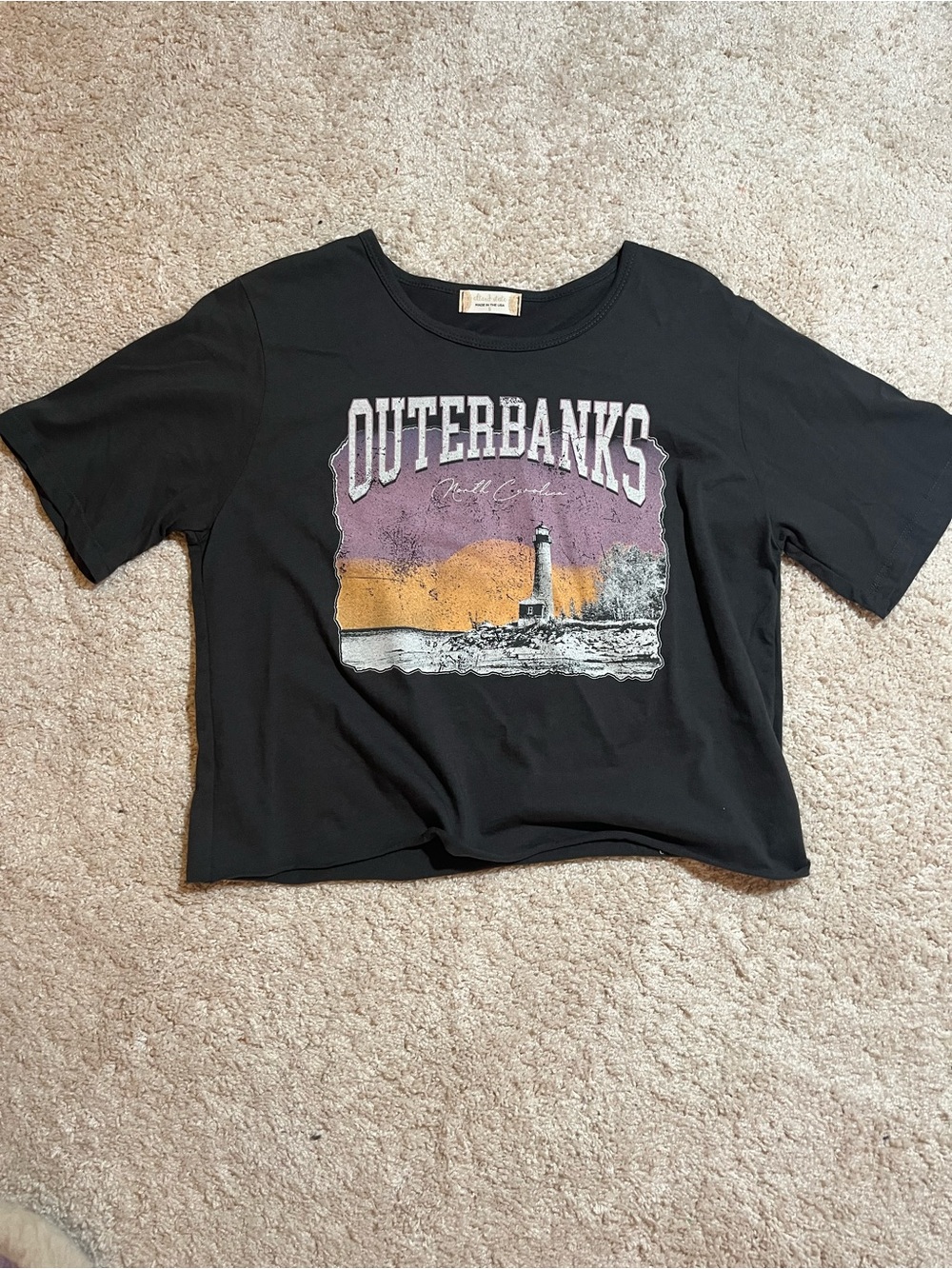 Altar'd State Black Outerbanks Graphic Tee with Sunset Print